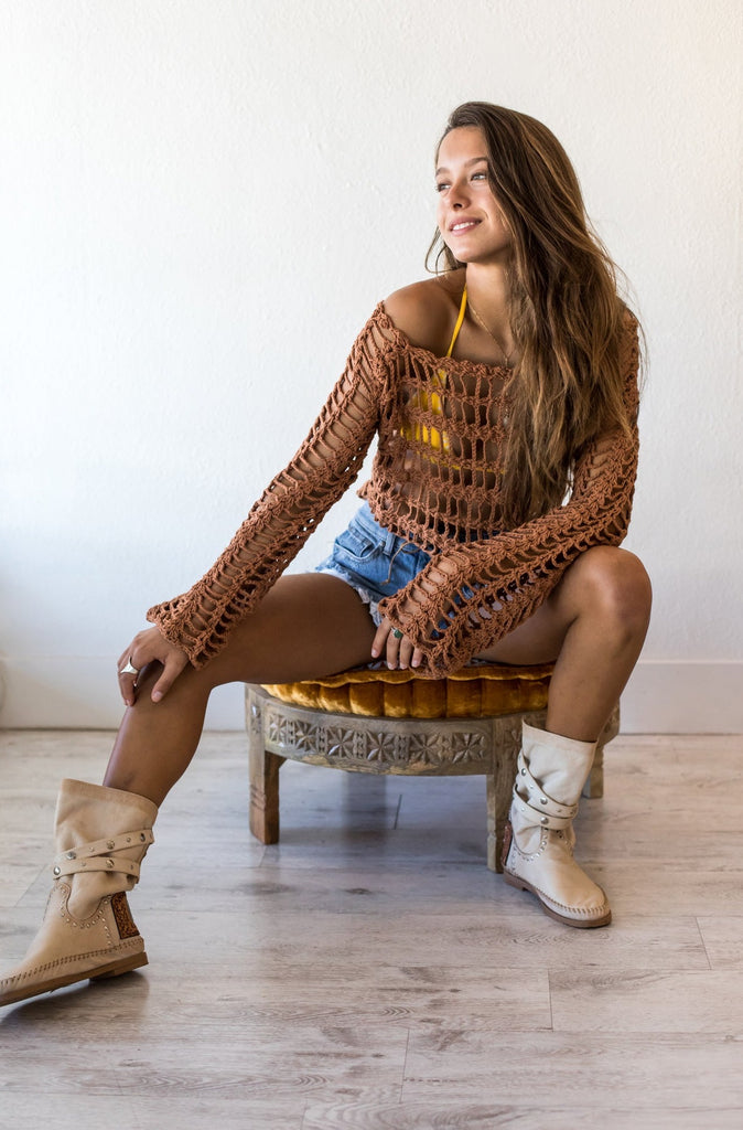 Bahiana Crochet Sweater in Cooper